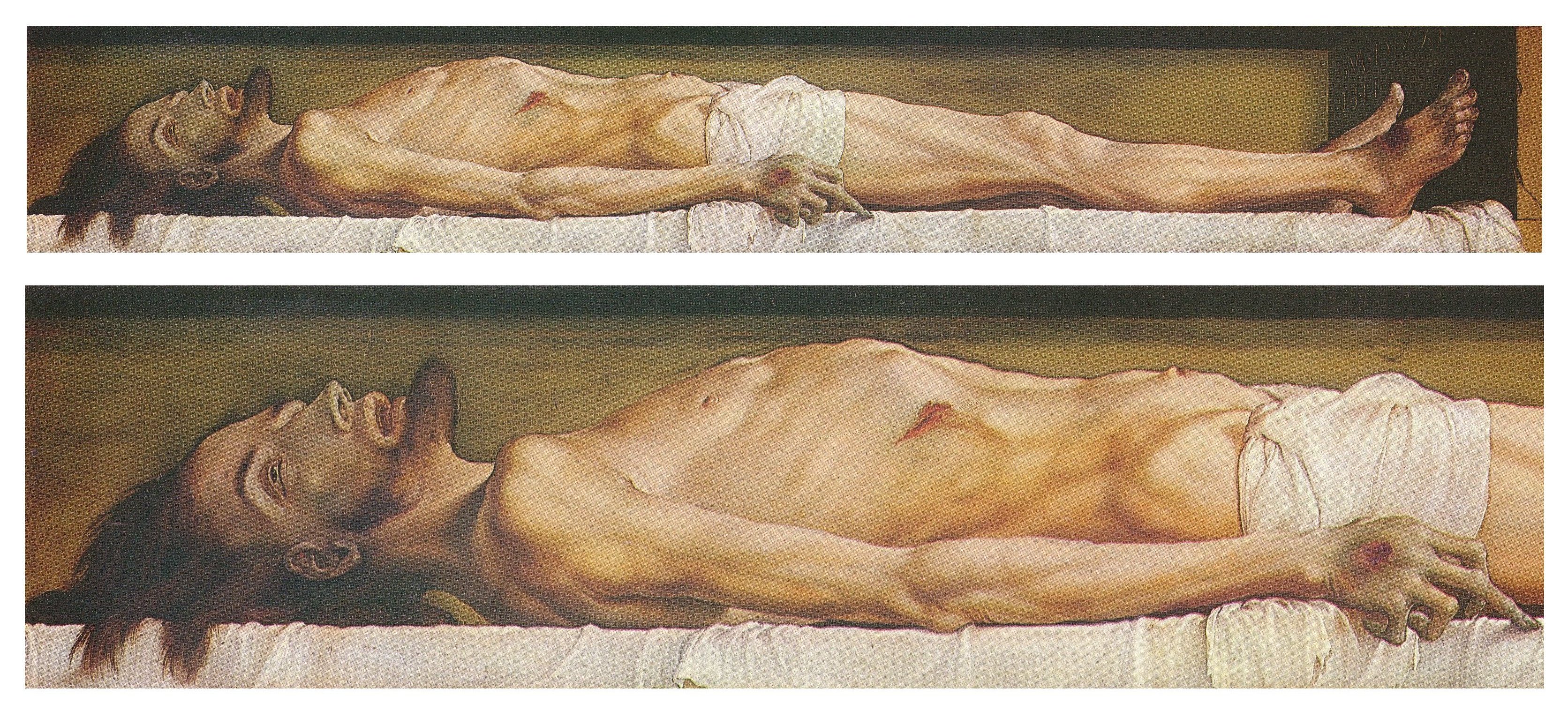 The Body of the Dead Christ in the Tomb, and a Detail, by Hans Holbein the Younger